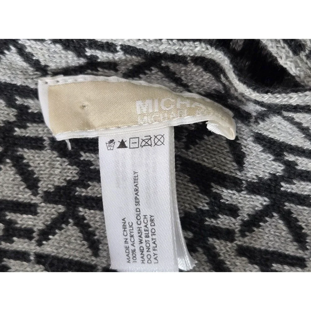 Michael‎ Kors Womens Scarf Knit MK Logo Monogram Gray Black